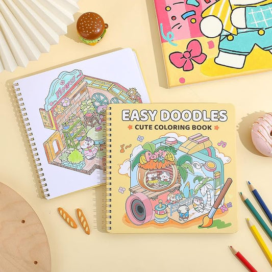 Adult Coloring Book, 30 Pages Cartoon Scene Coloring Books to Relax and Relieve by Unknown