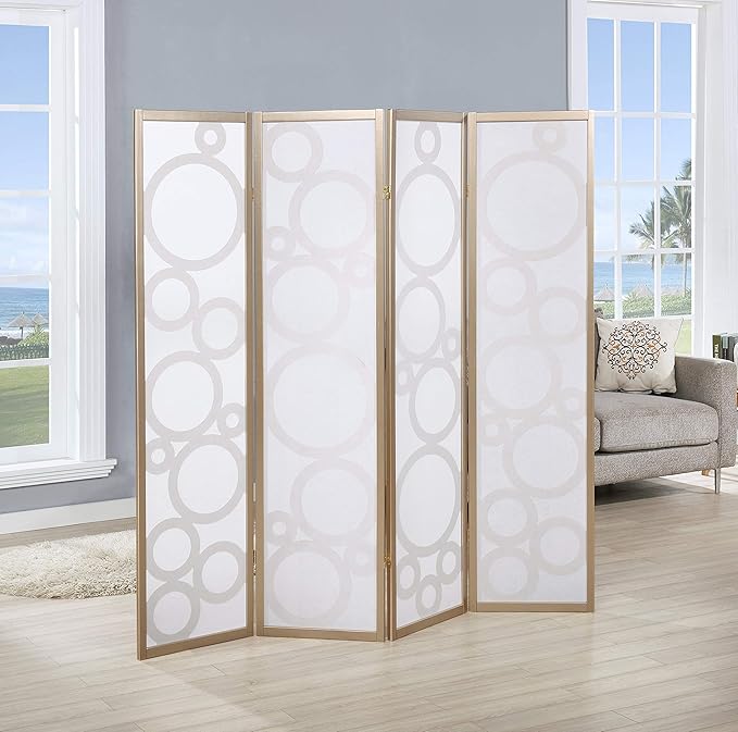 NicBex Room Divider 4 Panel Room Dividers with Circle Pattern Partition Room Dividers and Folding Privacy Screens Wall Divider for Home, Office, Room Separation,70" W x 1" D x 70" H, Gold-DeskLoop Office