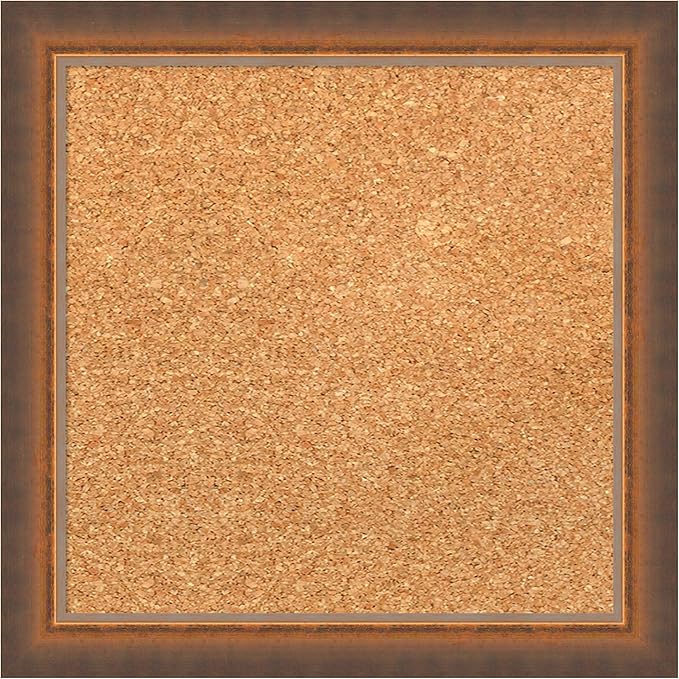 Amanti Art Natural Cork Board for Wall, 14x14 Vision Board with Bronze Frame, X-Small Corkboard Office Decor for Home Organization, Modern Corkboard Pinboard to Display Items for Home Organization in-DeskLoop Office