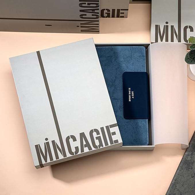 MINICAGIE Lined Leather Journals for Writing A5 Journaling Notebooks with 100 GSM Thick Paper Journal Notebook for Men & Women with Buckle Closure, Work Travel Note Taking Diary 5.7" x 8.3", Blue-DeskLoop Office