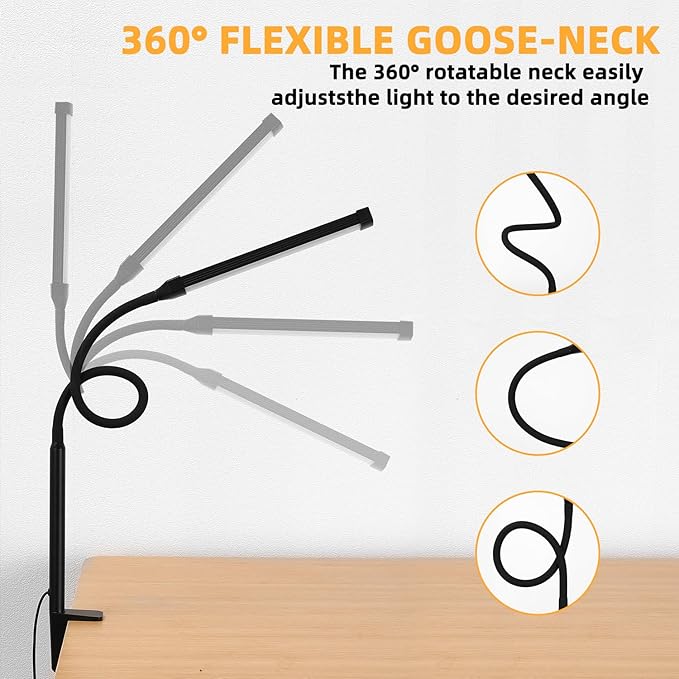 Voncerus LED Desk Lamp with Clamp, Eye-Caring Clip on Lights - Image 3