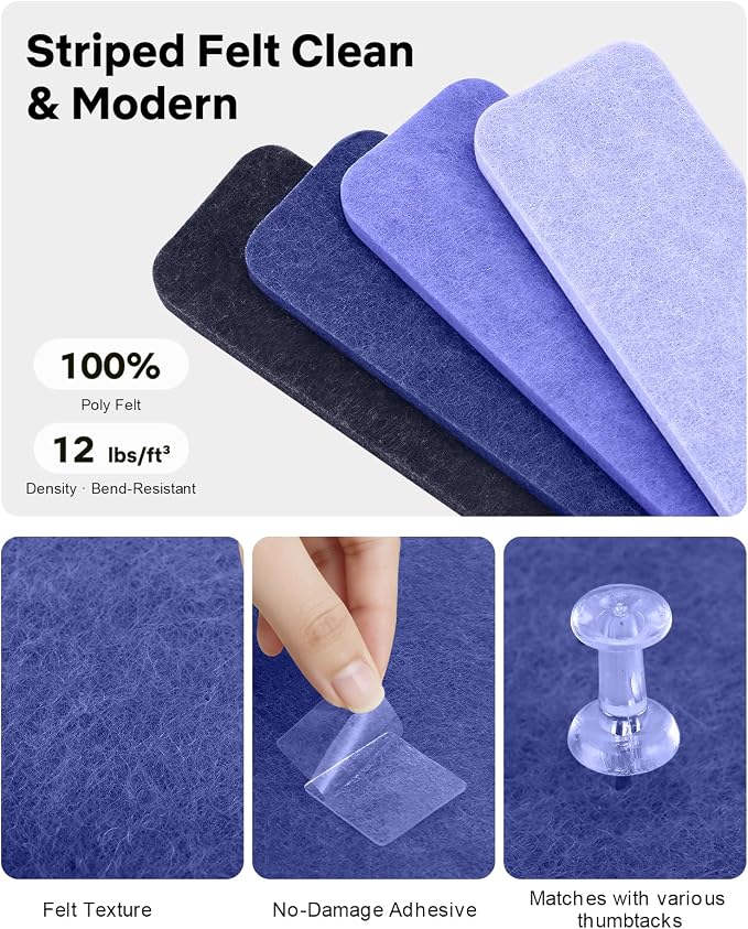 Small Cork Bulletin Board Tiles, Felt Wall Decor and Office Desk Accessories - Image 3
