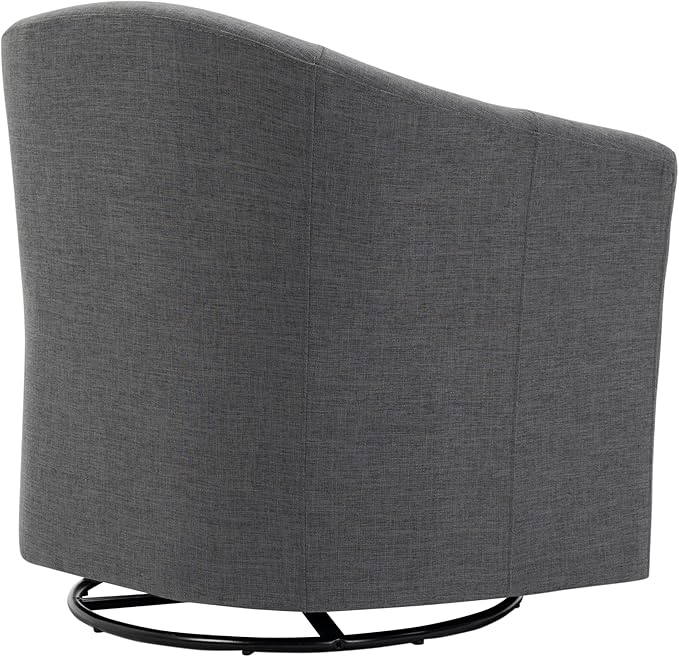 UIXE 360° Swivel Barrel Accent Chair, Modern Round Arm Chair Upholstered Club Armchair, Single Sofa Seating in Fabric for Living Room, Bedroom (Dark Grey)-DeskLoop Office