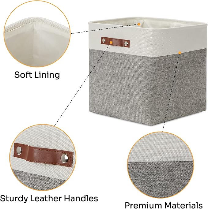 DULLEMELO 13 inch Fabric Storage Cubes 4 Pack Foldable Baskets/Bins for Home Office Organizer Closet, Shelves, Toy, Nursery-DeskLoop Office