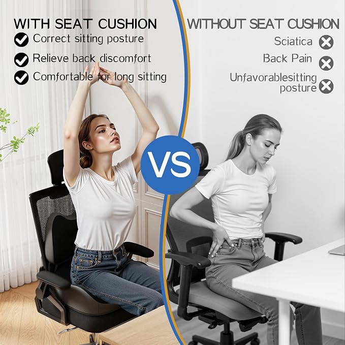 Benazcap Large Memory Foam Seat Cushion Lumbar Support Pillow - Image 4