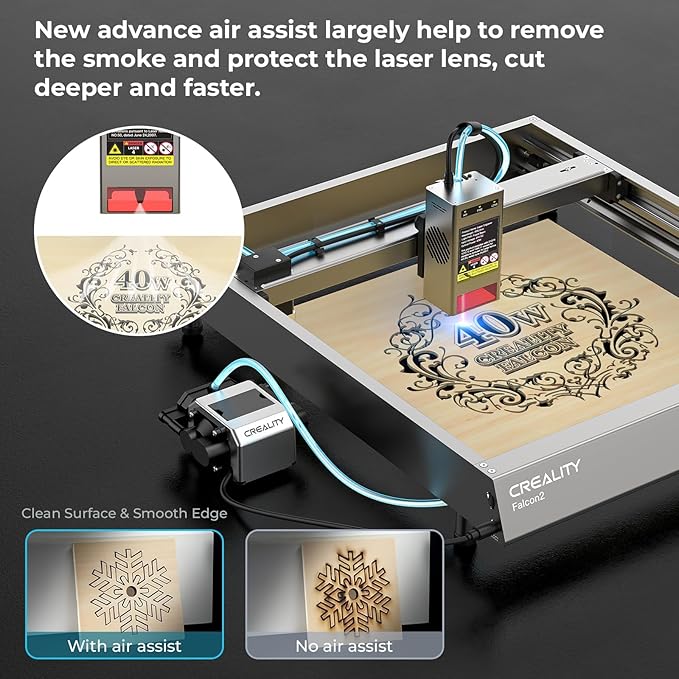 CREALITY FALCON2 40W Laser Engraver Machine with Air Assist, 240W Laser Engraver and Cutter Machine for Wood Metal Crafting Customized Gift and Batch Produce-DeskLoop Office