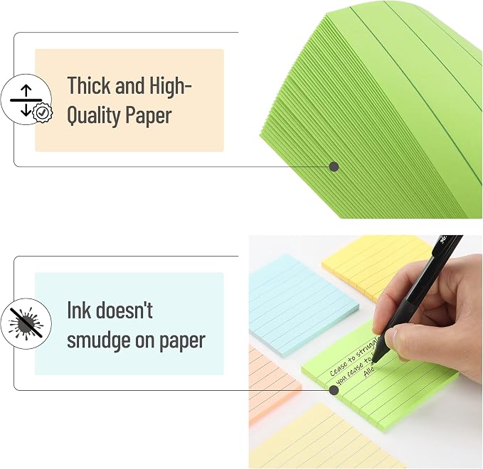 Mr. Pen- Lined Sticky Notes, 6 Pads, 45 Sheets/Pad, Pastel Color | Sticky Notes - Image 3