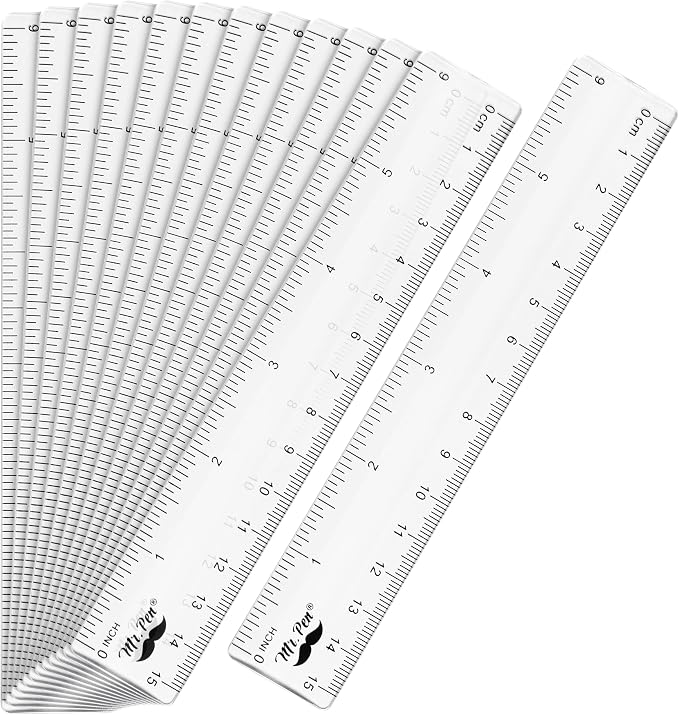 Mr. Pen- Bulk Plastic Rulers, 6 Inch, 12 Pack, Easy-to-Read Markings | by MrPen