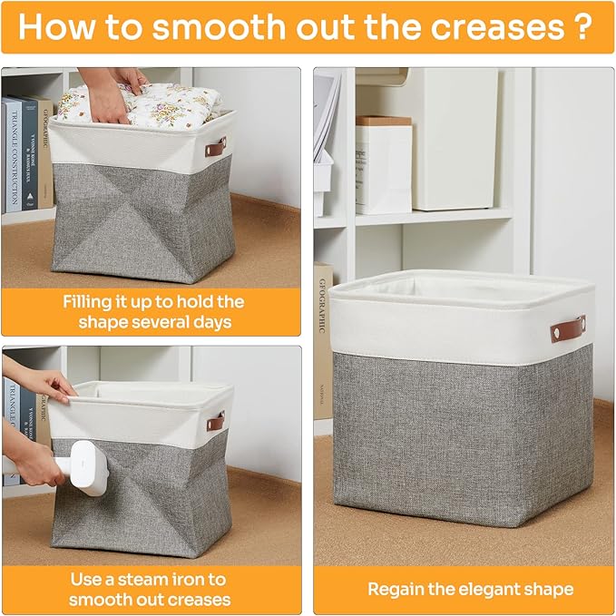 DULLEMELO 13 inch Fabric Storage Cubes 4 Pack Foldable Baskets/Bins for Home Office Organizer Closet, Shelves, Toy, Nursery-DeskLoop Office