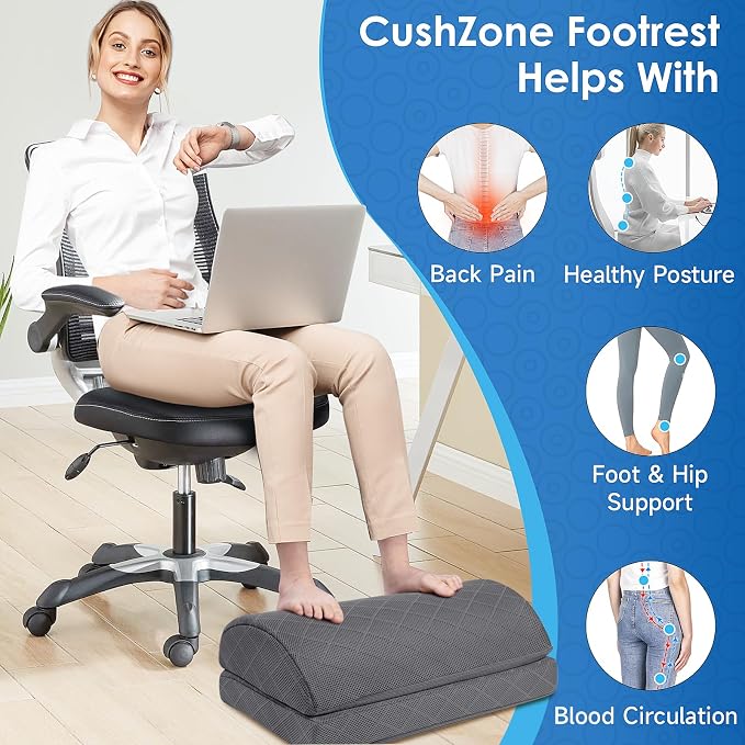 CushZone Foot Rest for Under Desk at Work Adjustable Foam for Office and Home - Image 4