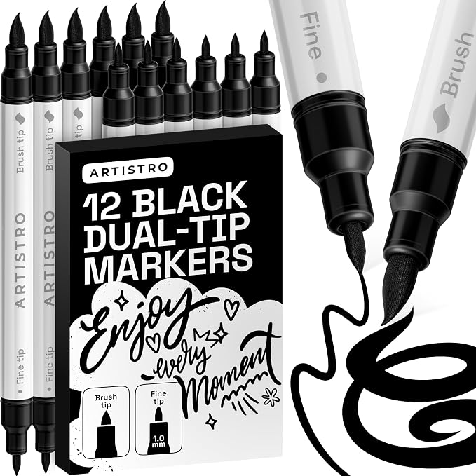 ARTISTRO 12 Black Acrylic Paint Markers by ARTISTRO