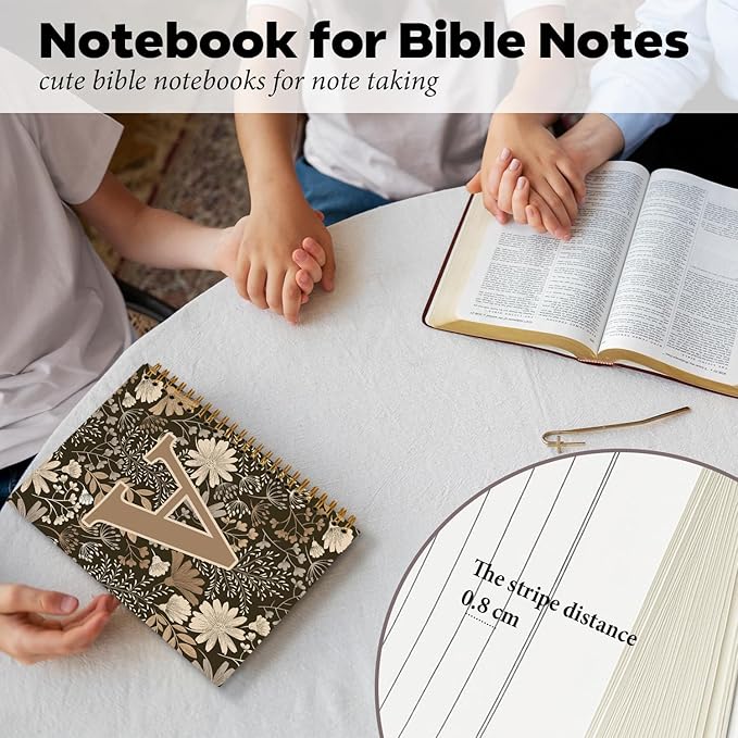 Initial A Personalized Journaling Notebooks, Boho Floral Journal Notebook for Women Girls, Costom Monogrammed Gifts for Women Mom Girls Friends, Letter Spiral Notebook, 5.5x8.3-DeskLoop Office