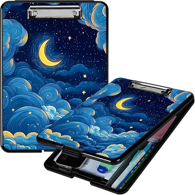 Moon Blue Clouds A4 Clipboard by Unknown