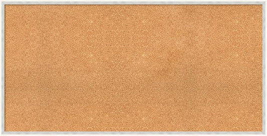 Amanti Art Natural Cork Board for Wall, 25x49 Vision Board with White Frame, Oversize Corkboard Office Decor for Home Organization, Modern Corkboard Pinboard to Display Items for Home Organization in-DeskLoop Office