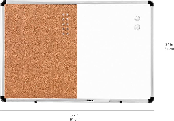Amazon Basics Magnetic Dry Erase Whiteboard & Cork Board Combo, Wall Mounted - Image 7