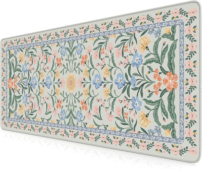 iCasso Aesthetic Floral Desk Mat, L Mouse Pads, Anti-Slip Mousepad by iCasso