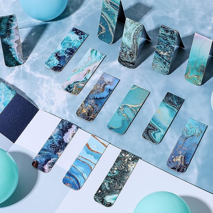 Zonon 24 Pcs Ocean Magnetic Bookmarks Summer Blue Magnet Page Markers Page Clip - Image 5