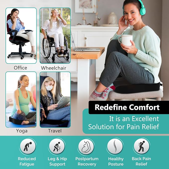 Seat Cushion - High-Density Charcoal Memory Foam Office Chair Cushion - Image 4