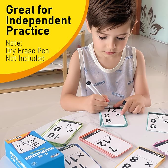 BenBen Multiplication Flash Cards 0-12, 91 Cards, Times Table Flash Cards - Image 5