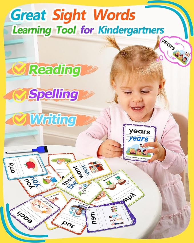 Sight Words Flash Cards Kindergarten, 250 Dolch Sight Word Writing Reading - Image 2