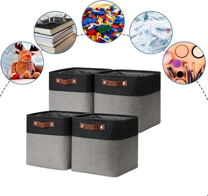 DULLEMELO 11x11 Cube Storage Bins for Cube organizer, Foldable Cube Storage Bins Baskets for Organizing Home Office Closet Shelves Toy Nursery,Fabric Cube Baskets Bin for Home organization-DeskLoop Office