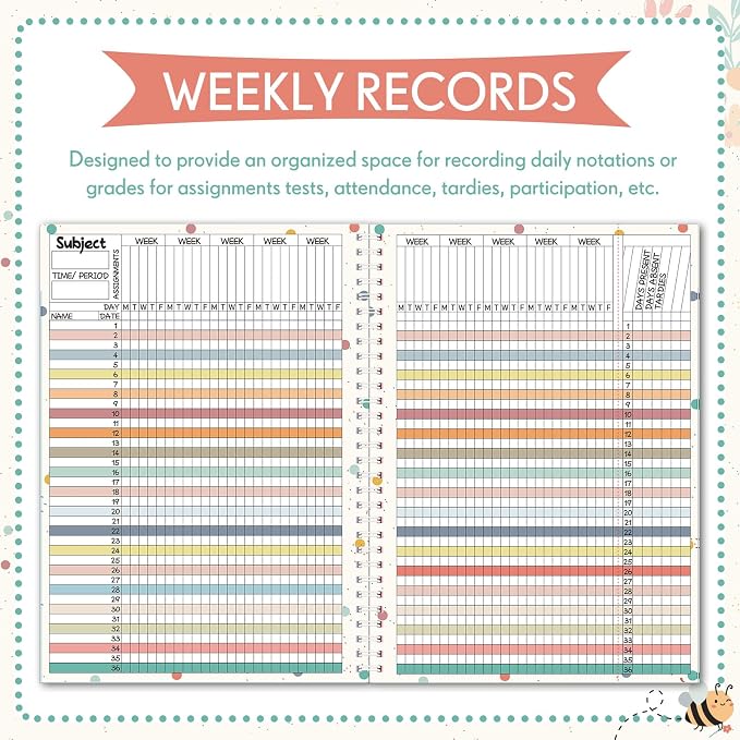 Fuyoooo Teacher Record Book 2026-2027 Spiral Bound Pencil Grade Book - Image 6