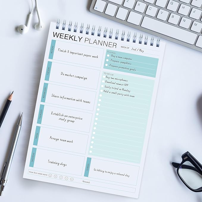 3PC Weekly Planner Notepad, Spiral To Do List Undated Planning Pad, Weekly - Image 7