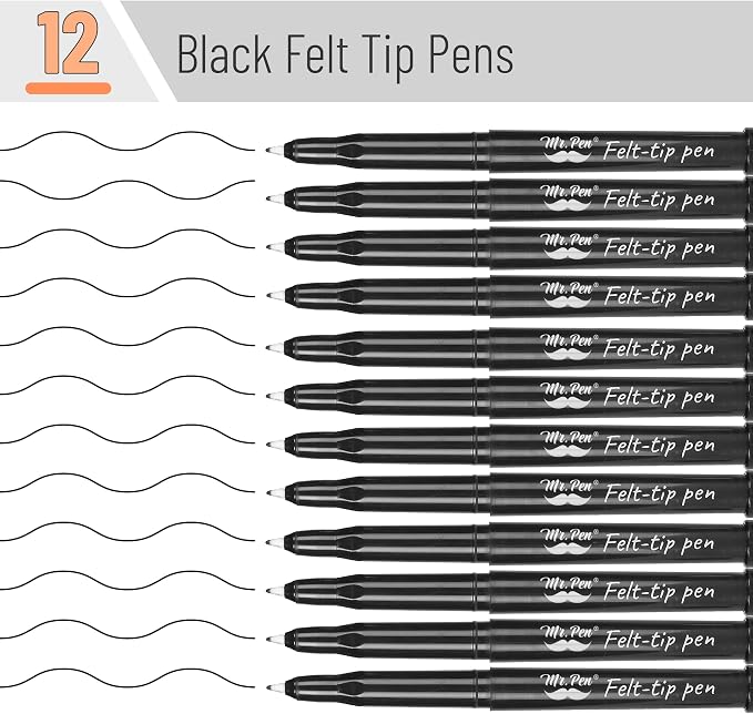 Mr. Pen- Felt Tip Pens, 12 Pack, 0.7 mm, Fast Dry | No Smear, Planner Markers - Image 2