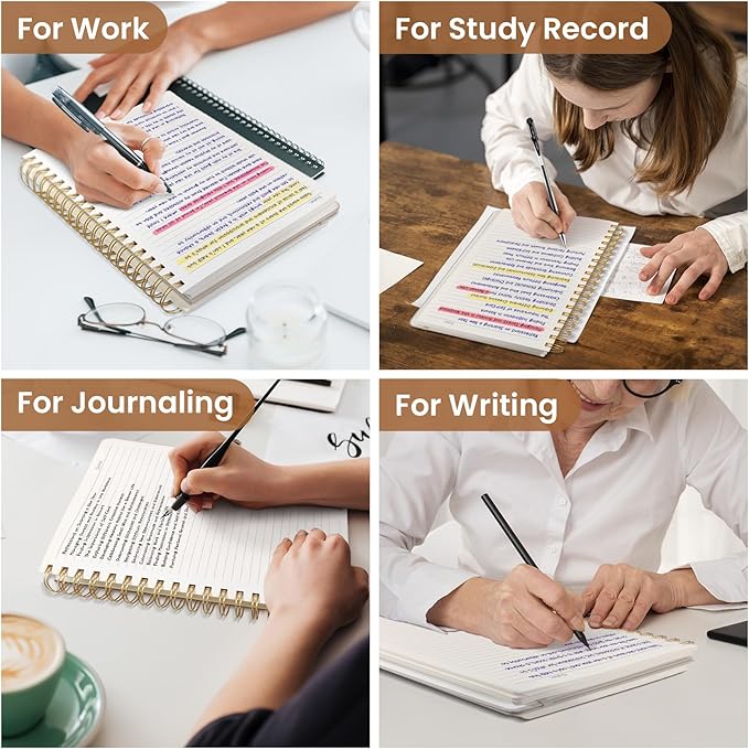 Lined Spiral Notebook Journal for Work, 300 Pages Thick B5 (7.1"x10") College Ruled Journal for Women & Writing, Hardcover Notebook for Note Taking, Perfect for Office Home School Supplies, Leopard-DeskLoop Office