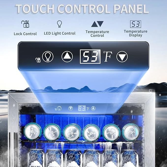Antarctic Star Beverage Refrigerator,145 Can Mini Fridge,Freestanding wine cooler for Soda Beer or Wine,Glass Door, Small Drink Dispenser Machine, Touch Screen for Home Office or Bar, 4.5 cu.ft-DeskLoop Office