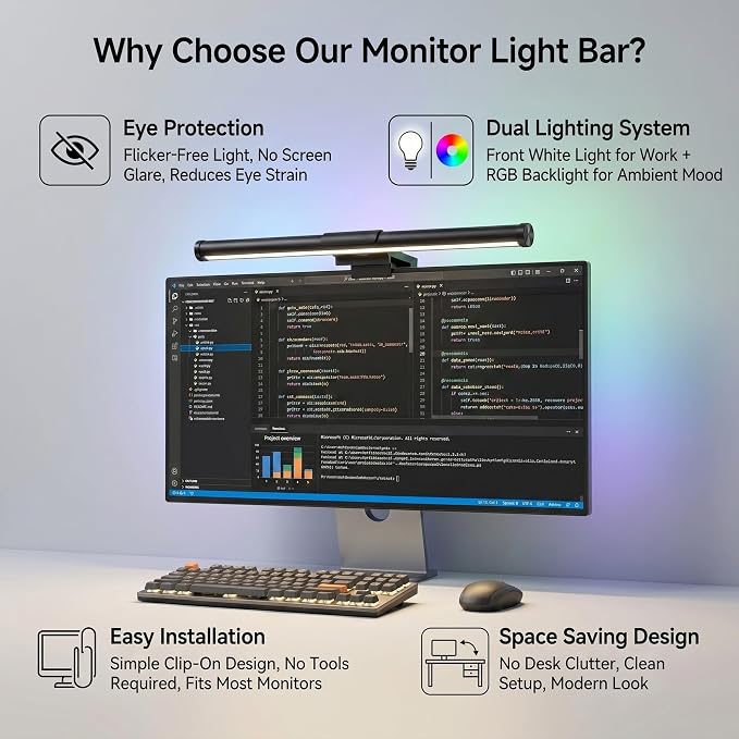 Monitor Light Bar – Full Spectrum LED Screen Lamp, No Glare Eye Care, USB - Image 6