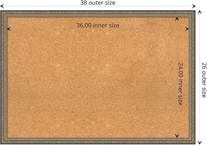 Amanti Art Natural Cork Board for Wall, 26x38 Vision Board with Silver Wood Frame, Large Corkboard Office Decor for Home Organization, Traditional Corkboard Pinboard to display items for home-DeskLoop Office