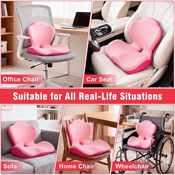 Car Seat Cushion with Lumbar Support Pillow, Memory Foam Office Chair Cushion - Image 7