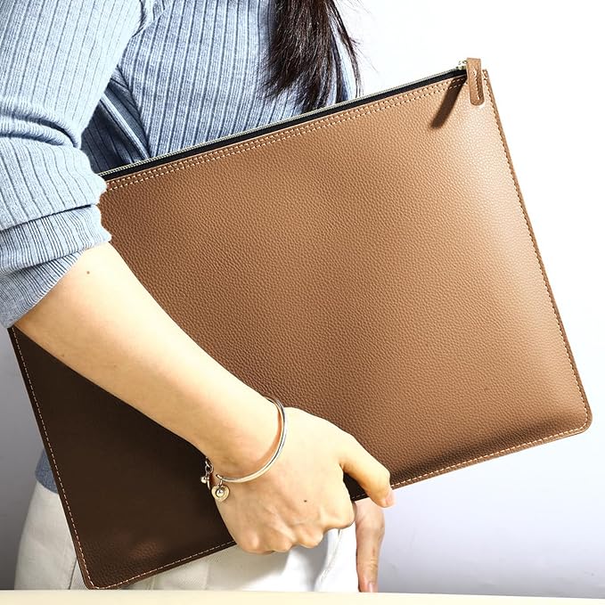 PU Leather A4 File Folder Zipper Document Holder Envelope Folder Case - Image 2