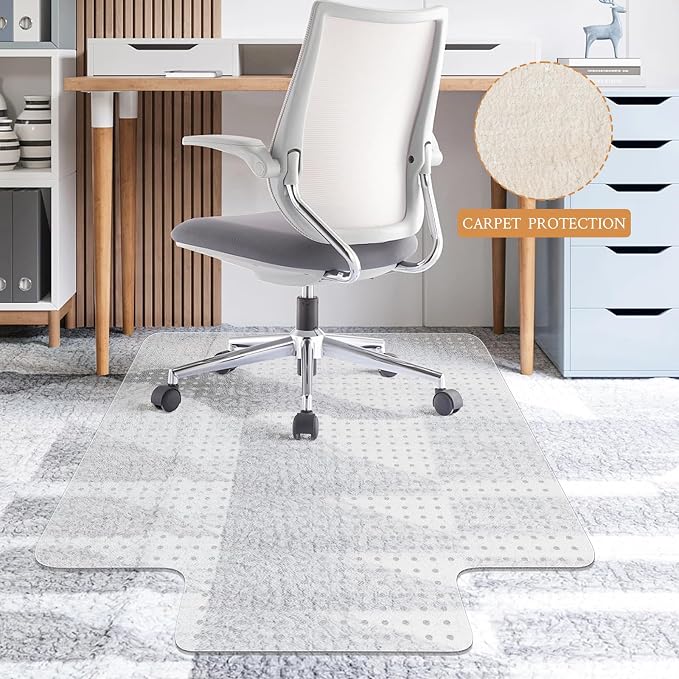 KMAT Office Chair Mat for Carpet, Computer Desk Mat, Anti-Slip Clear Desk Chair - Image 3