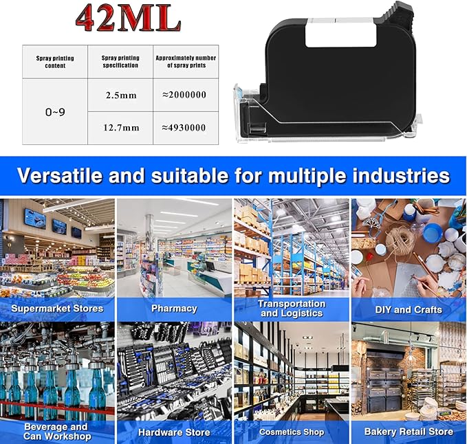 Original White Ink Cartridge for 1580P1 Handheld Printer - Quick-Drying Ink, 42ml-DeskLoop Office