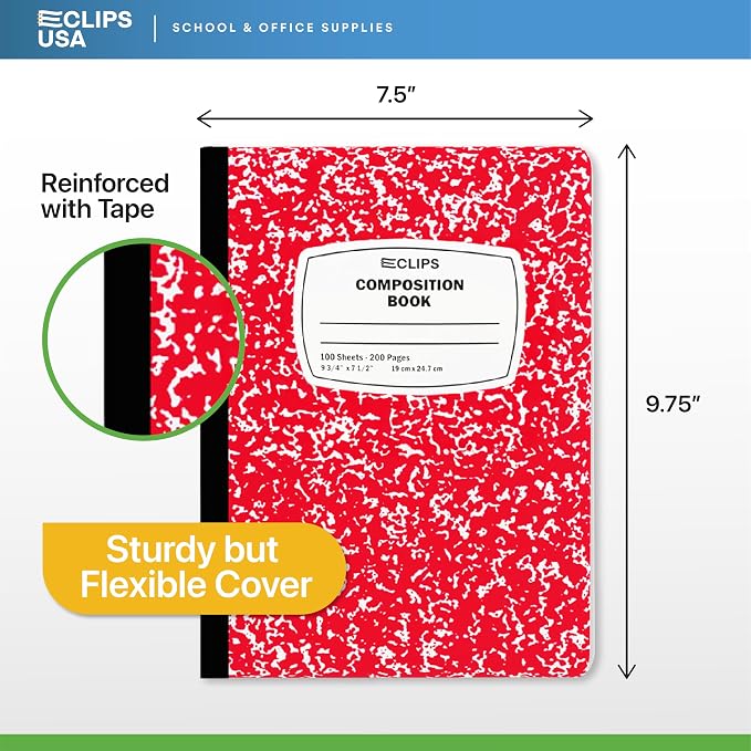 Composition Notebook Wide Ruled Composition Notebooks Bulk Red Marble Hard - Image 2