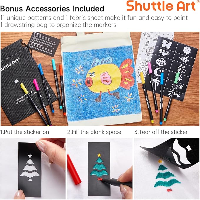 Shuttle Art 36 Colors Fabric Markers, Permanent Markers - Image 6