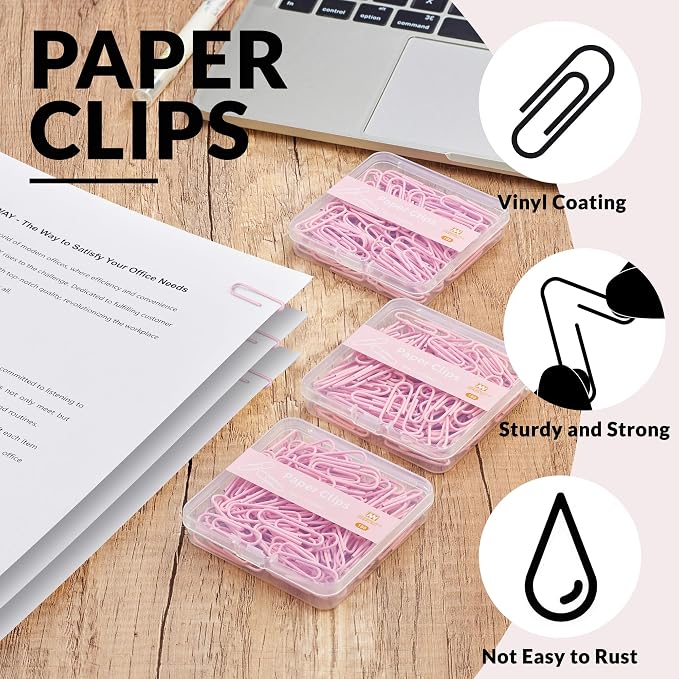 NEEWAY Small Paper Clips, 1.1 Inch Vinly Coated Colored Paperclips, 3 Pack of - Image 4