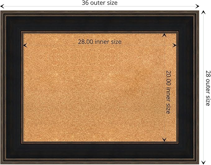 Amanti Art Natural Cork Board for Wall, 28x36 Vision Board with Brown Wood Frame, Medium Corkboard Office Decor for Home Organization, Casual Corkboard Pinboard to display items for home organization-DeskLoop Office