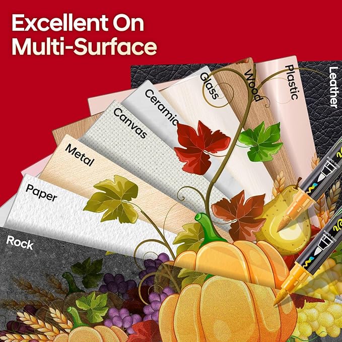 48 Colors Acrylic Markers,Dual Tip Acrylic Paint Markers with Fine Tip and Brush Tip,Acrylic Paint Pens for Rock Painting,Fabric,Crafts,Wood,Glass,Canvas,Plastic,Scrapbook,Art Supplies-DeskLoop Office