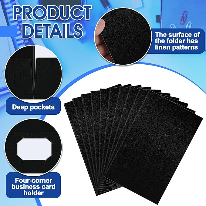 25 Pack 9" x 14.5" Legal Size Folders Linen Presentation Folders Bulk - Image 3