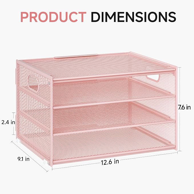 Lavatino 3-Tier Letter Tray Desk Organizer, Mesh Metal Paper File Tray Organizer - Image 5