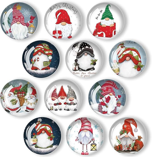 Christmas Gnomes Refrigerator Magnets 12Pcs Glass Strong Magnetic Refrigerator Magnet Fridge Sticker,Crystal Fridge Magnets Decoration for Crafts,Strong Fridge Magnets for Kitchen, School-DeskLoop Office