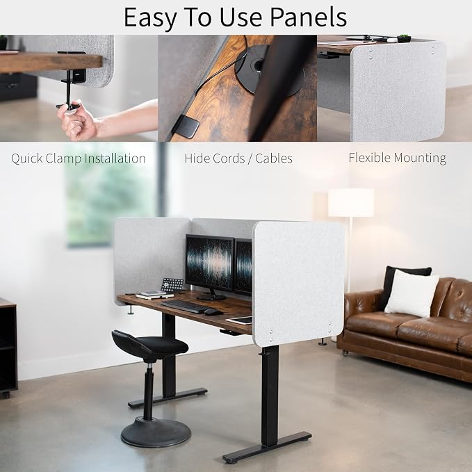 VIVO Clamp-on Privacy Panels 60 x 24 inch, 24 x 24 inch, Sound Absorbing - Image 6