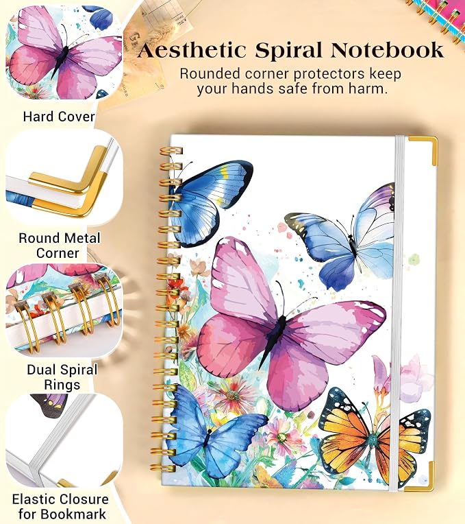 Lined Spiral Notebook Journal for Women, 150 Pages Cute Notebooks 5.75” x 8.38” - Image 2
