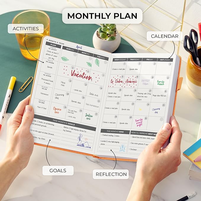 Clever Fox Daily Planner – Undated Planning Notebook with Hourly Schedule & To-Do List – Personal Day Task & Work Organizer, 6 Months (Orange)-DeskLoop Office