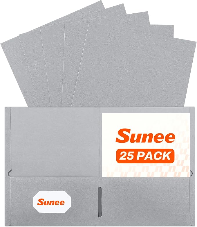 SUNEE Folders with Pockets, 2 Pocket Folders Fit Letter Size Paper, Paper File by SUNEE