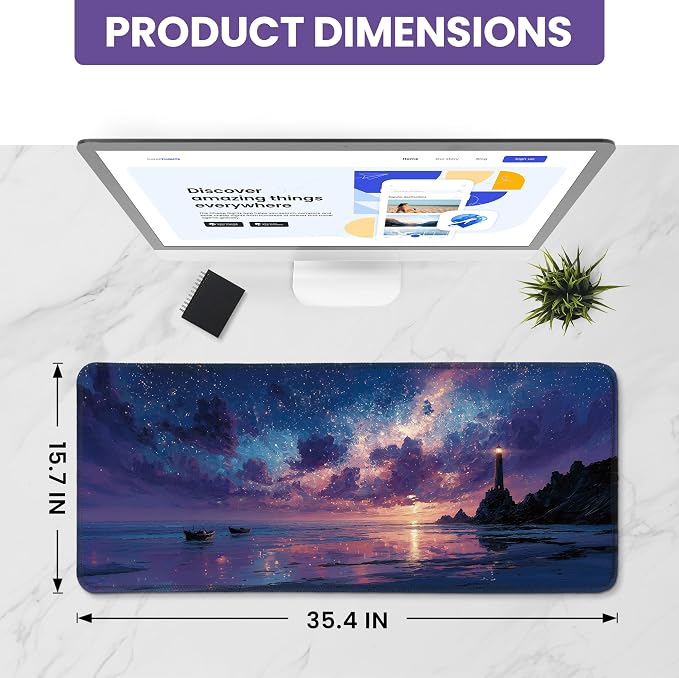 Aesthetic Desk Mat, Cute Luminous Rise Desk Pad Protector - Image 2
