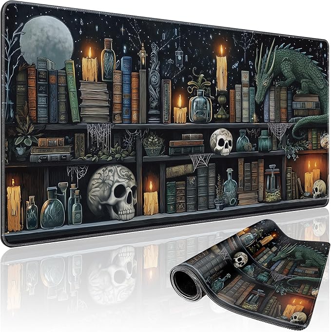 Mystical Gothic Library Large Gaming Mouse Pad 31.5"x15.7"｜ Vintage Book-Themed by Mcapirivo